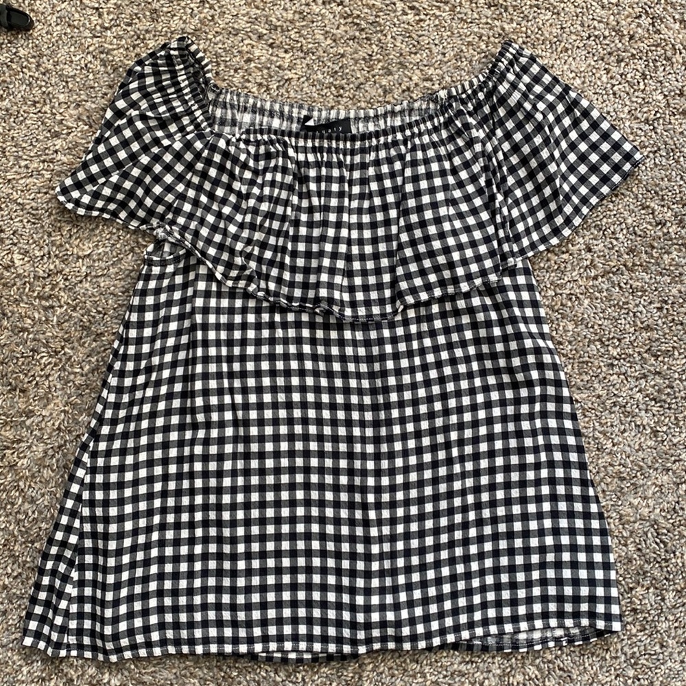 Sanctuary black and white gingham blouse